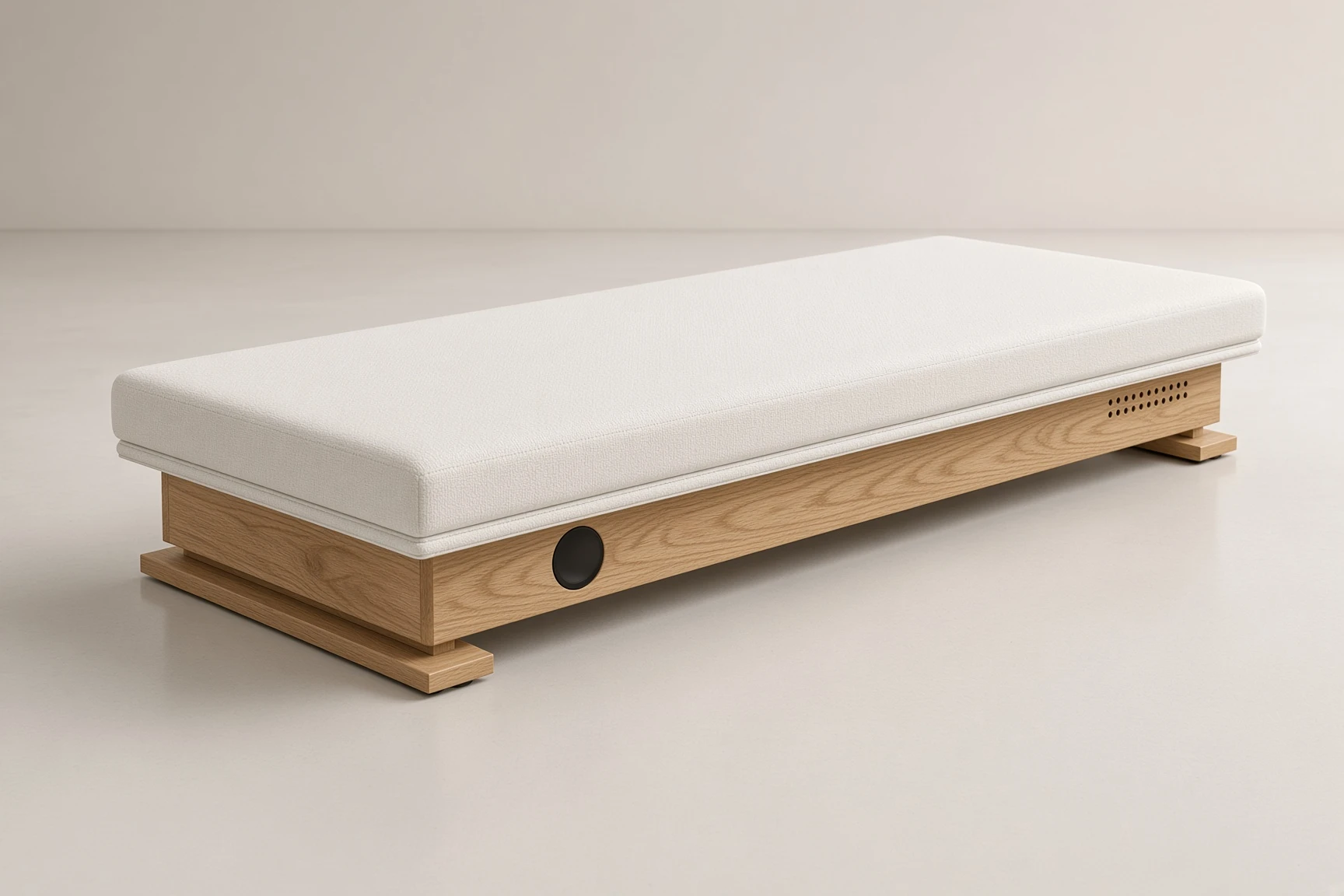 Rendering of the vibroacoustic table on its floor feet, for floor-level rest