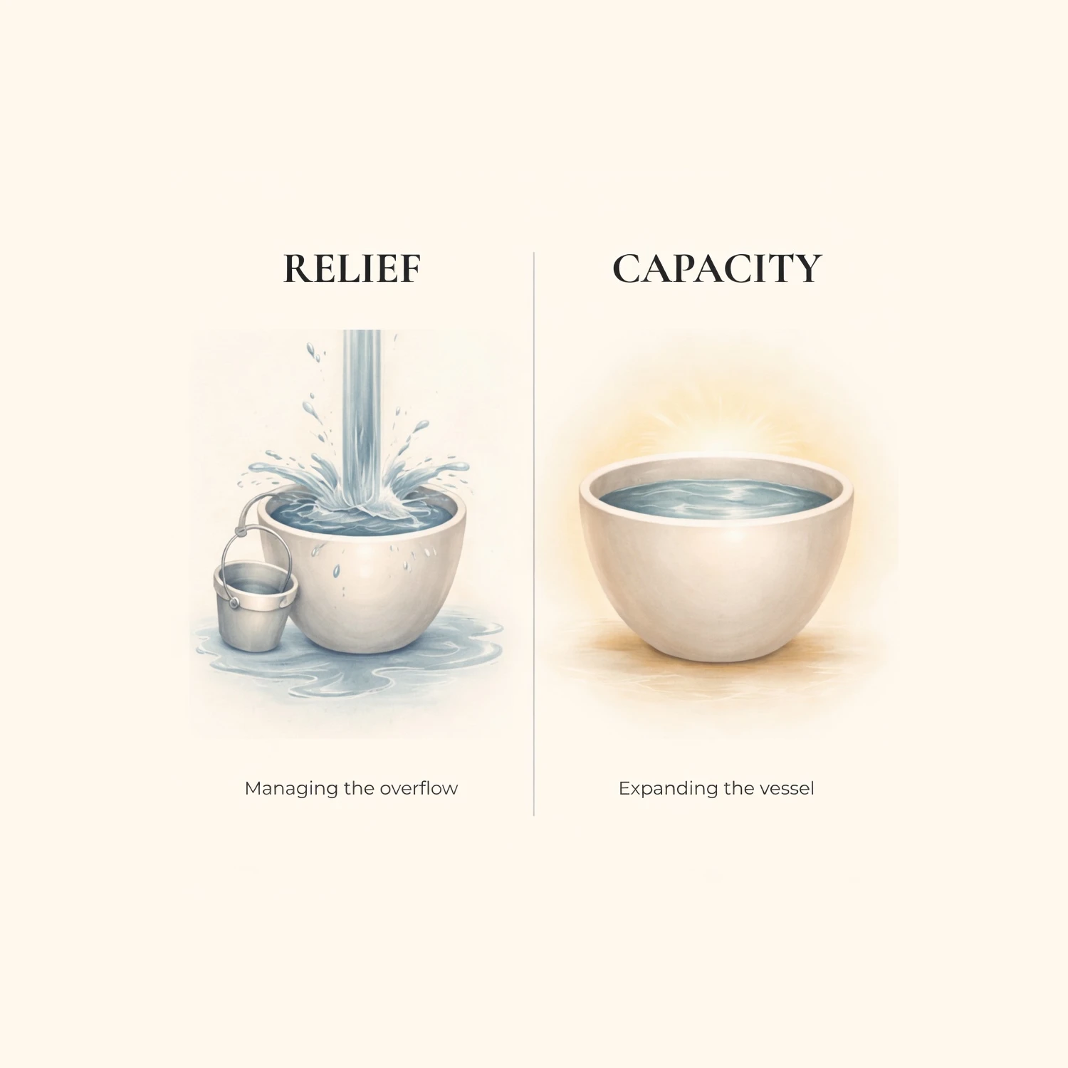 Relief vs. Capacity: comparing traditional symptom relief with capacity expansion
